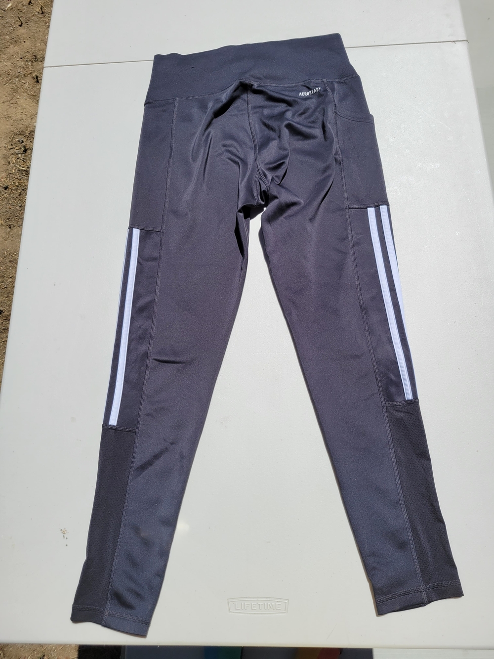 Adidas Woman's Black Athletic Leggings with Side Stripe - Picture 4 of 7